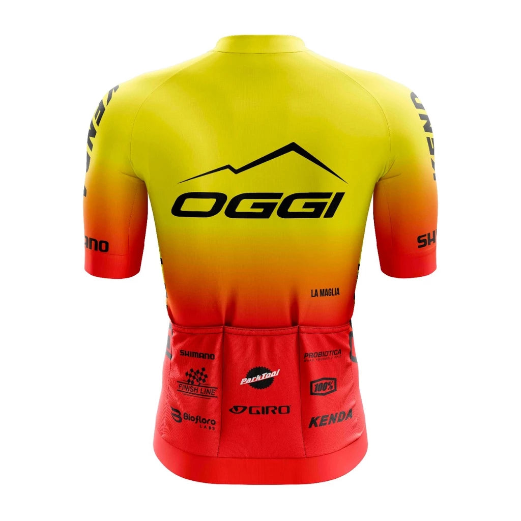 Camisa Ciclismo Oggi Amarela Proteção Uv50+Masculino/Feminino e infantil