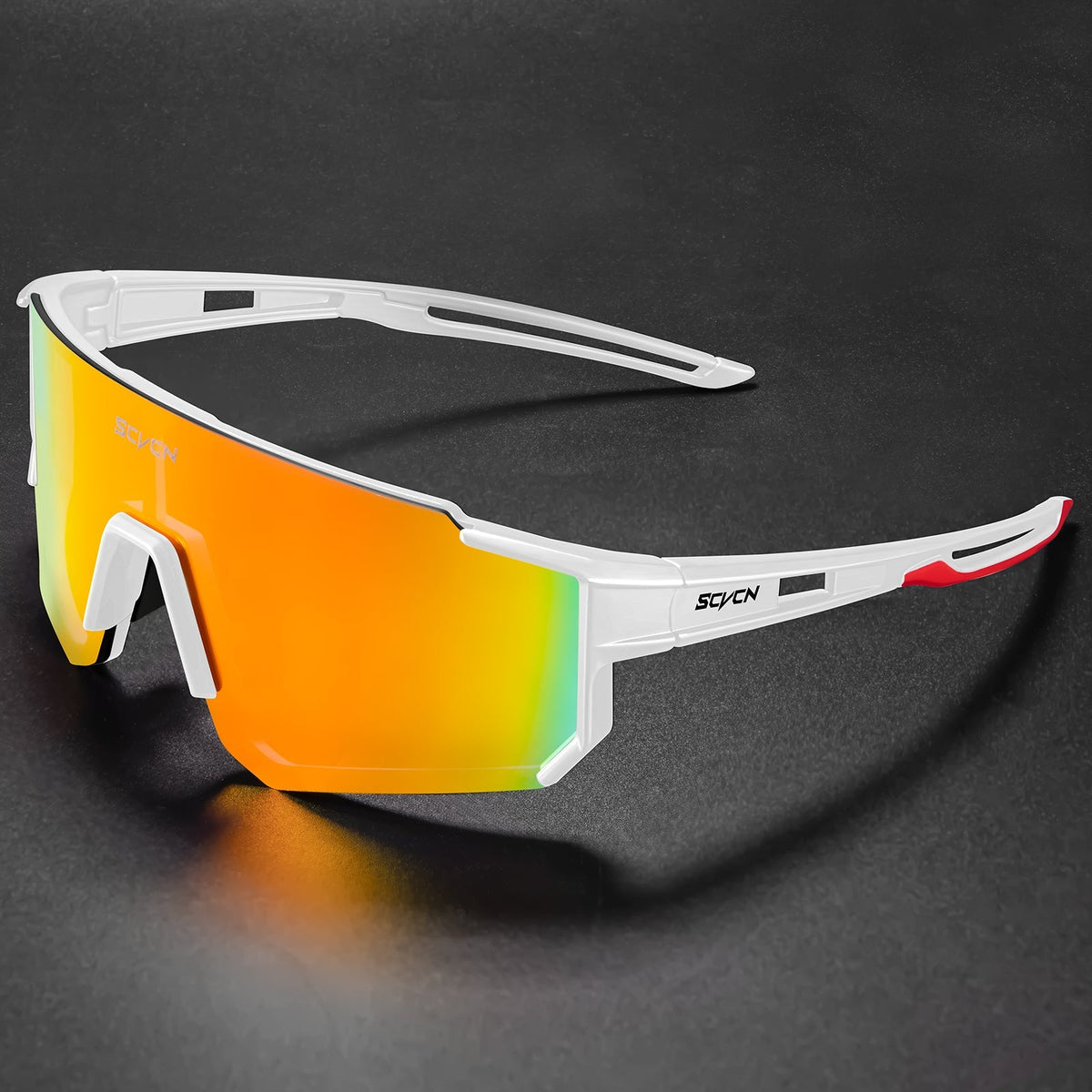 Óculos Esportivo Seven UV400 Atletix - Branco/Laranja