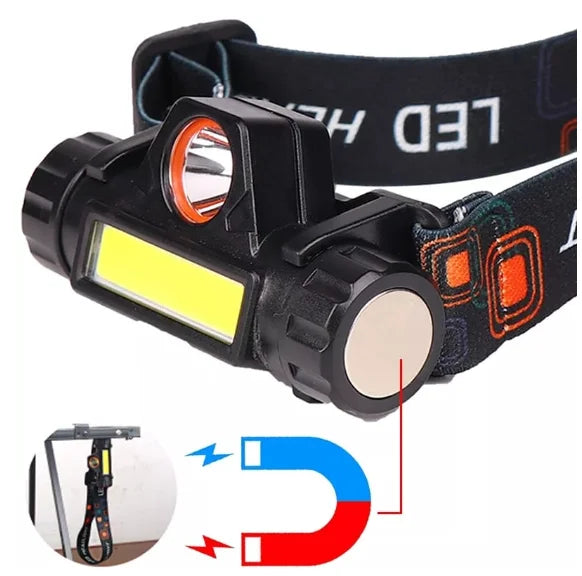 Lanterna de Cabeça LED COB - Alta Potência para Caminhada e Ciclismo