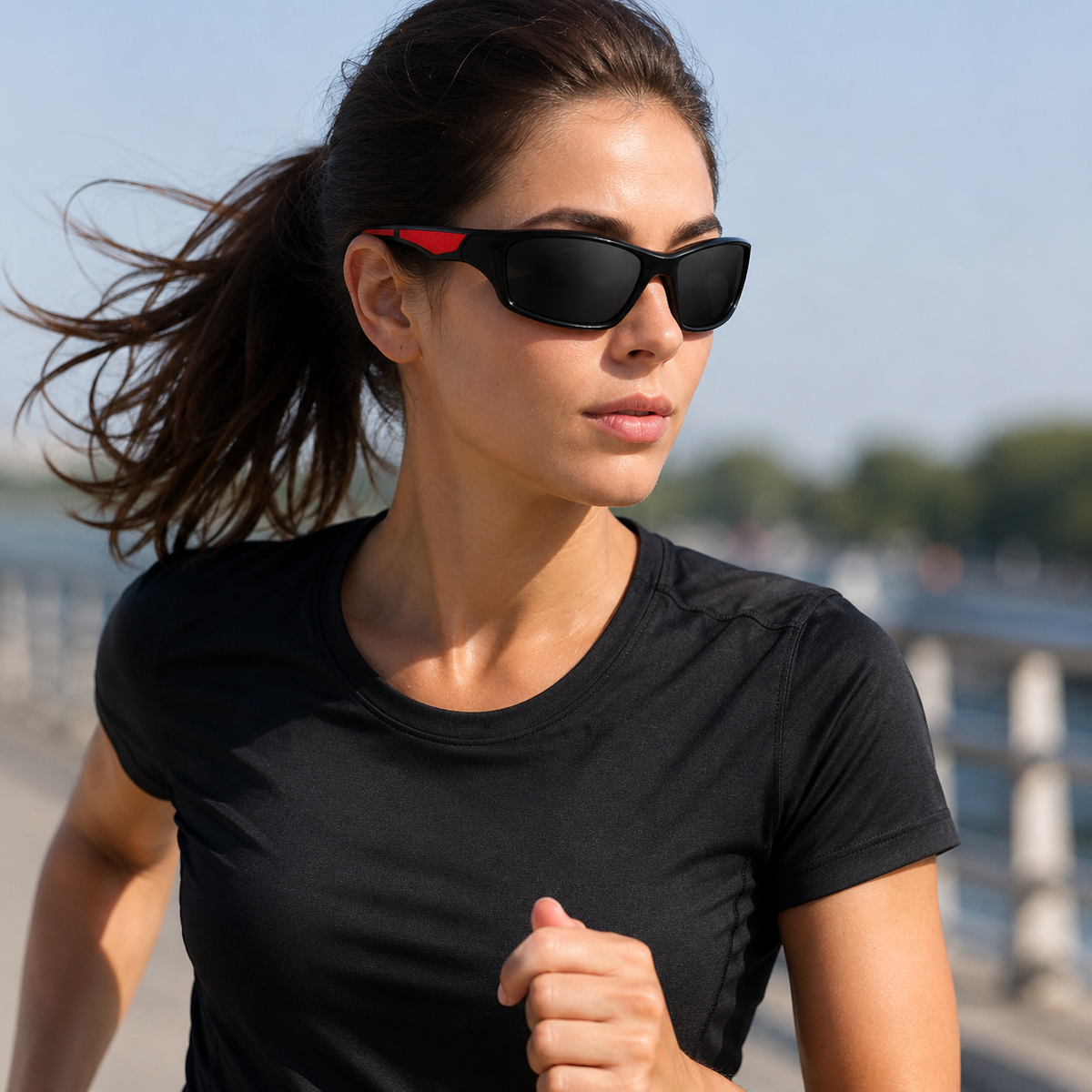 Atleta em velocidade com óculos Atletix