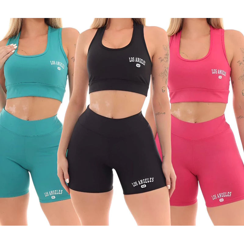 Conjunto Top e shorts Academia Feminina Los Angeles