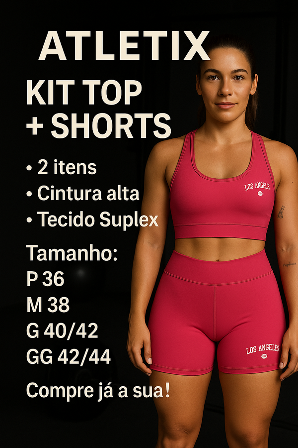Conjunto Top e shorts Academia Feminina Los Angeles