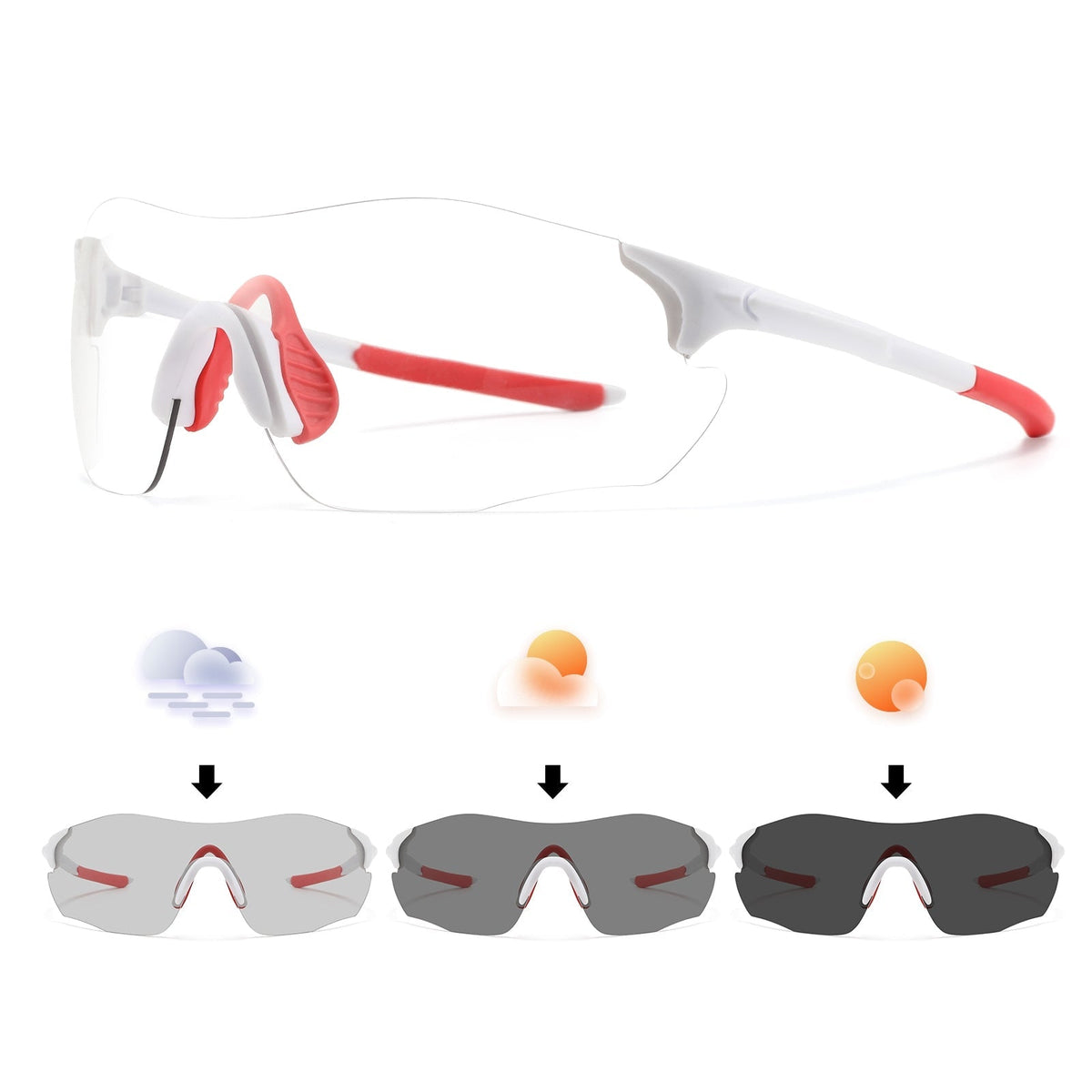 Óculos Fotocromático Sem Aro 23g Atletix - Branco/Vermelho